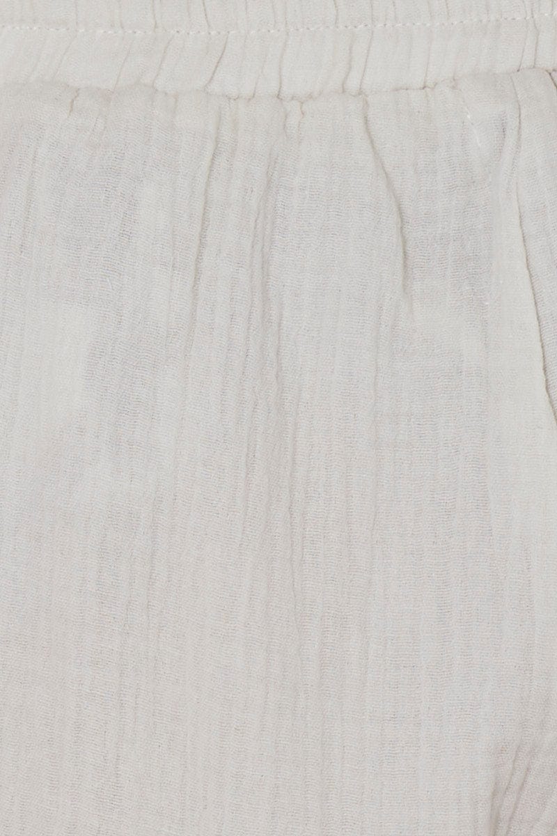 White Textured Shorts