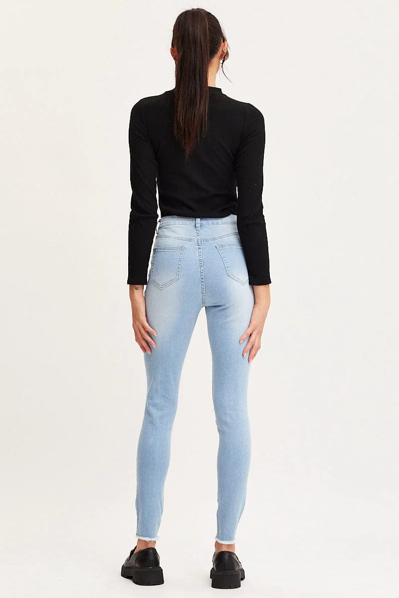 Blue Skinny Denim Jeans High Rise
