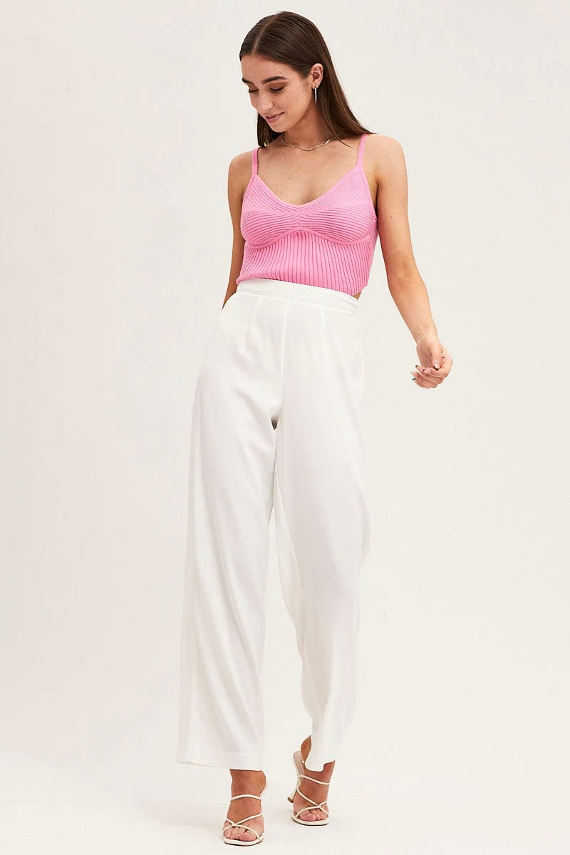 Pink Knit Top Sleeveless Ribbed