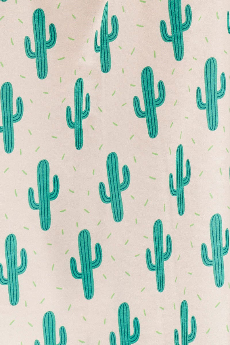 Print Short Sleeve Top & Shorts Satin Pj Set