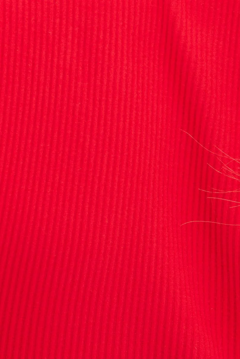 Red Collar Top Short Sleeve Seamless