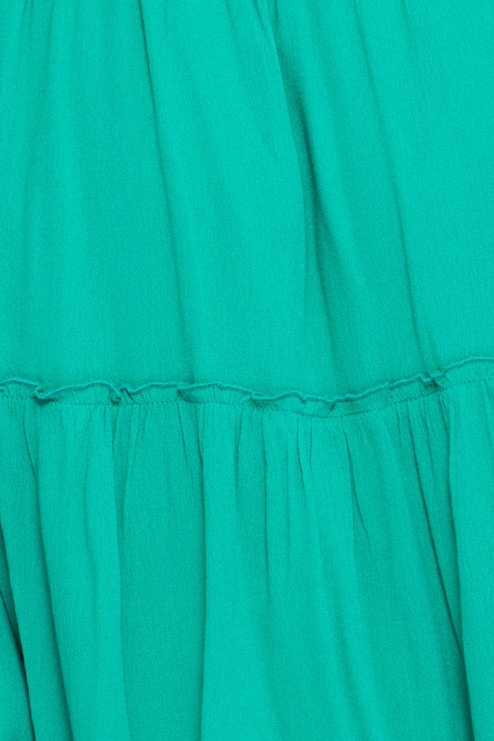 Green Mini Dress Off Shoulder Linen
