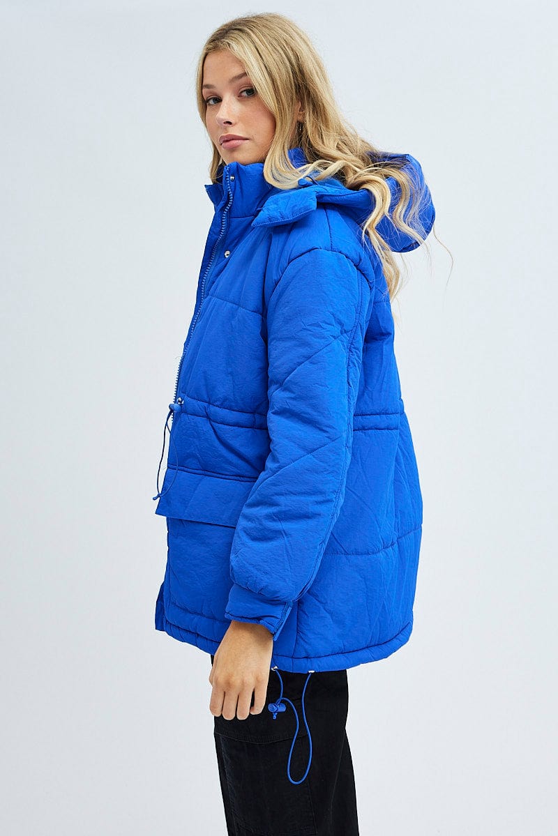 Blue Puffer Jacket Long Sleeve
