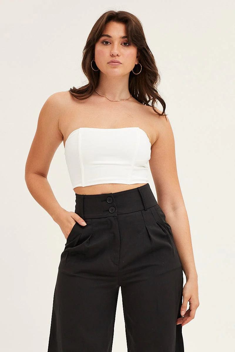 White Boning Detail Bustier Top