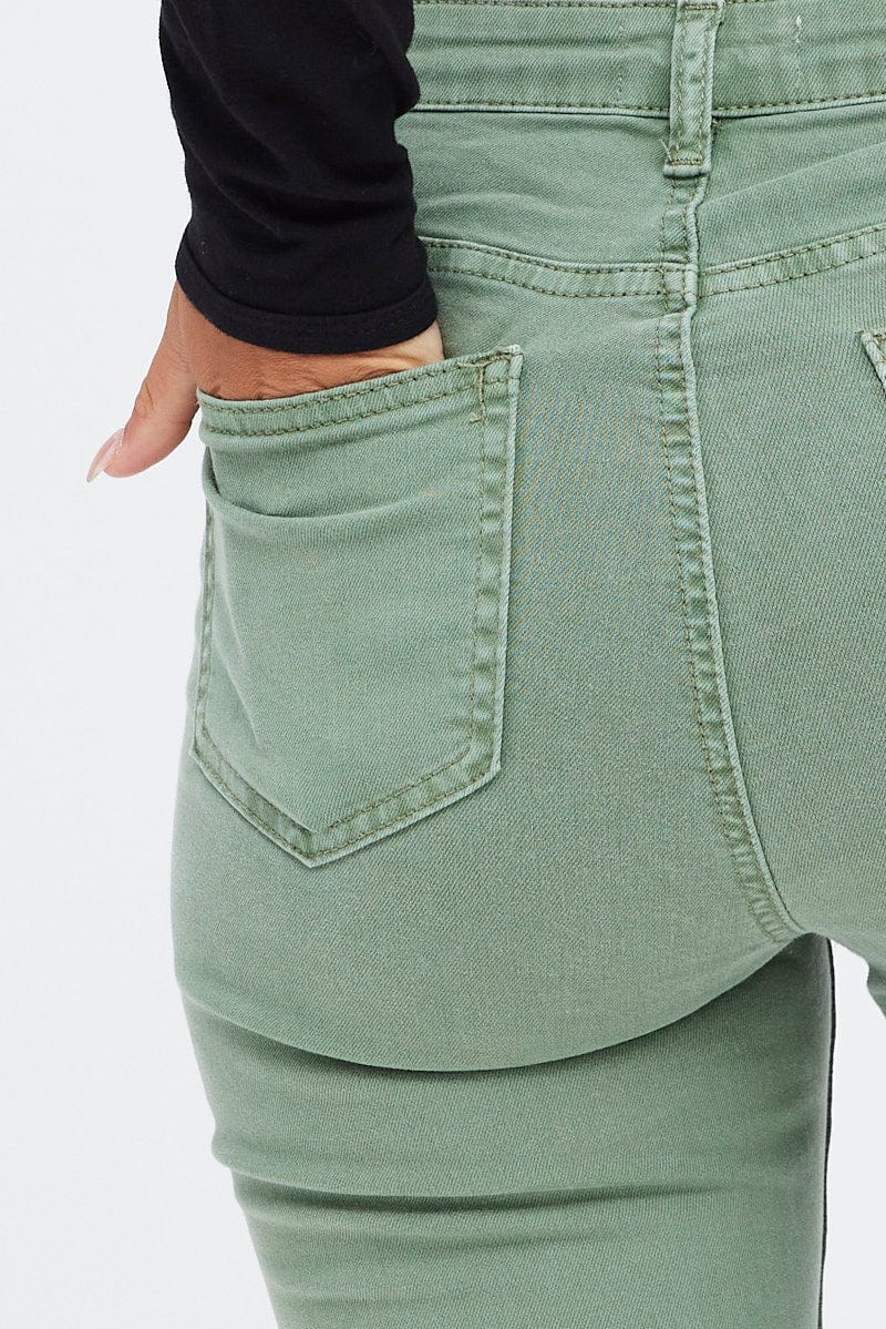 Green Skinny Denim Jeans Mid rise