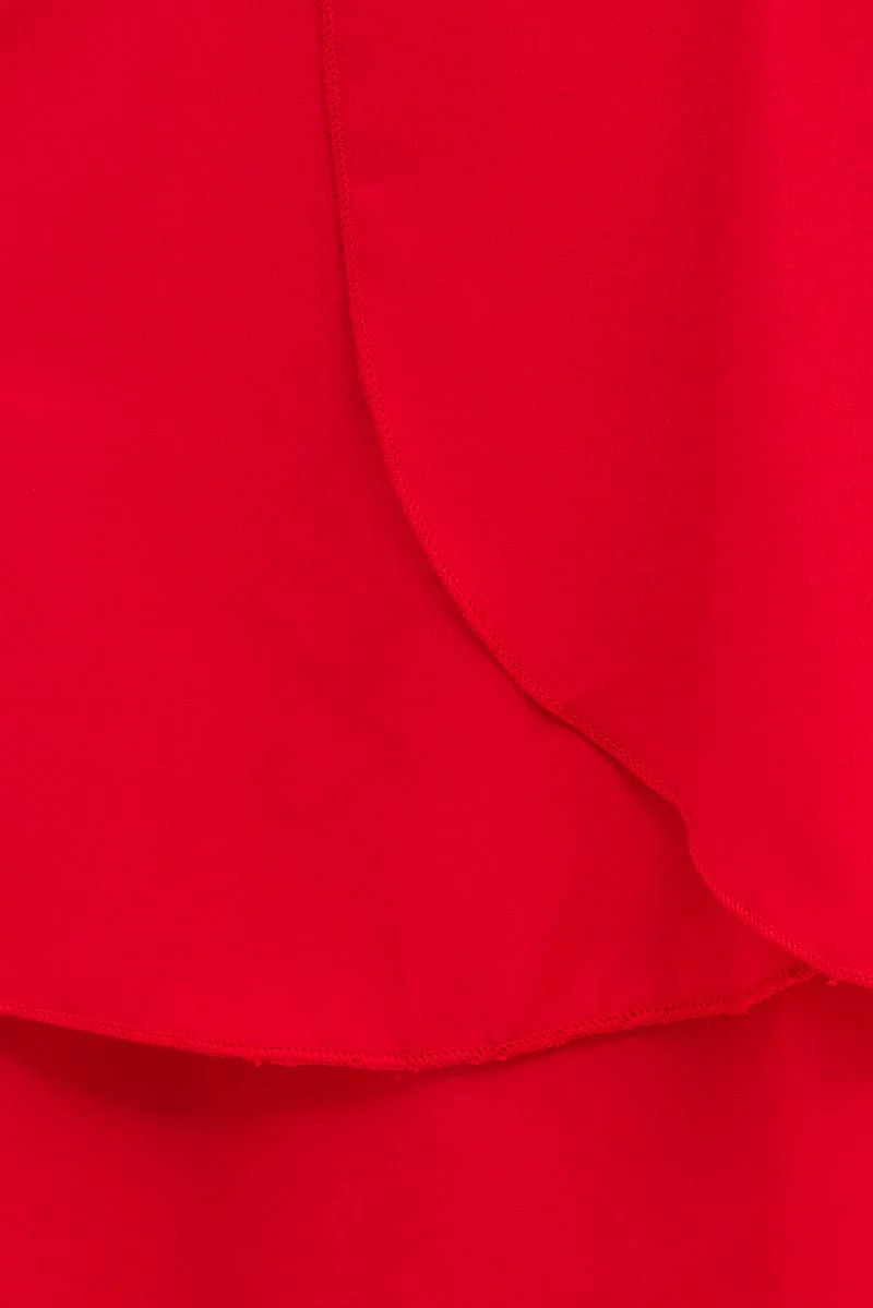 Red Short Sleeve Mini Skater Dress