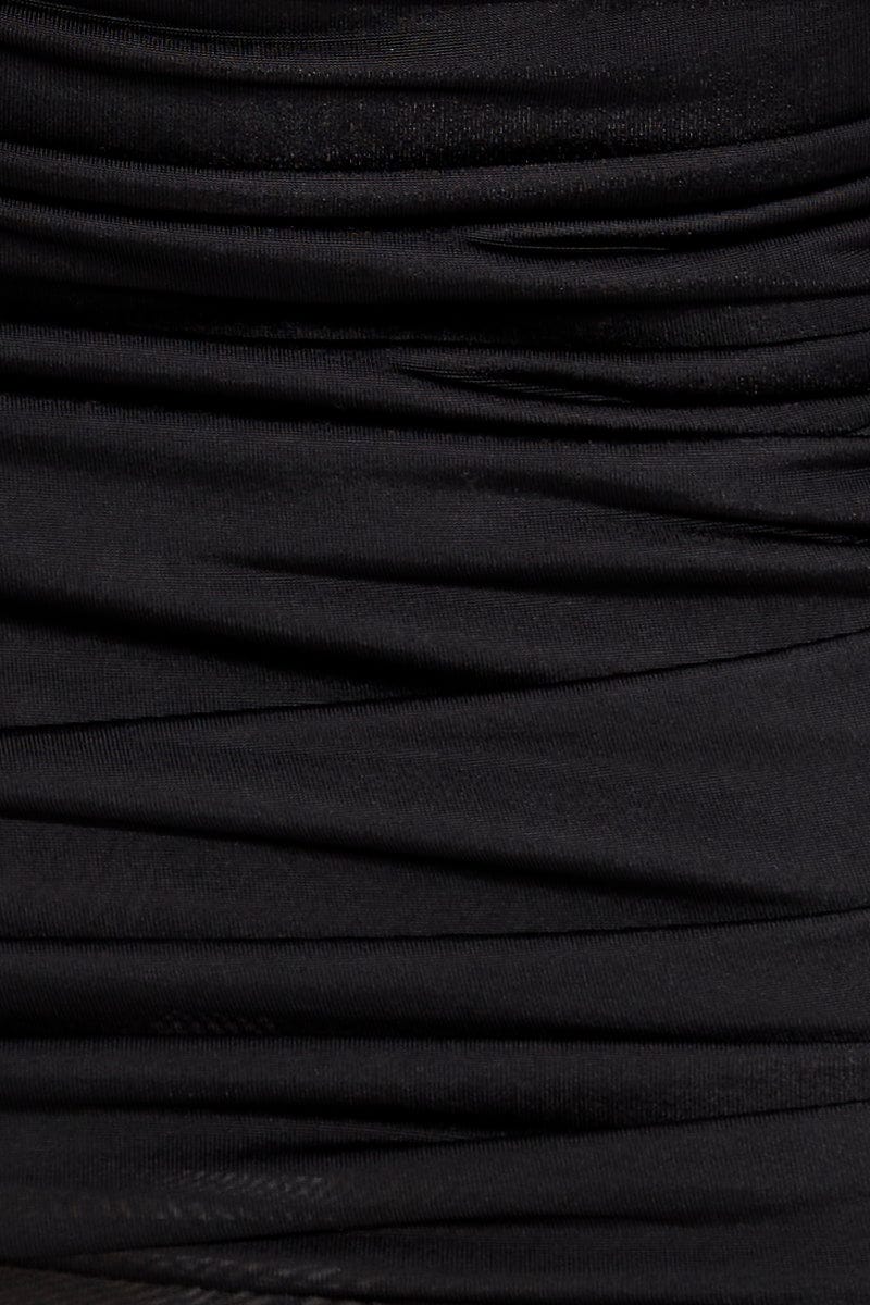 Black Mini Skier High Rise Ruched Bodycon
