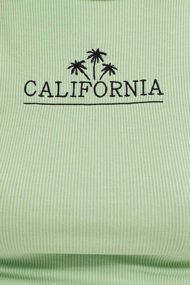 Green Graphic Top Short Sleeve