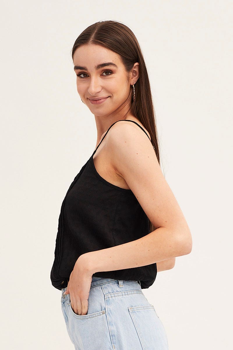 Black Lace Cami Button Front