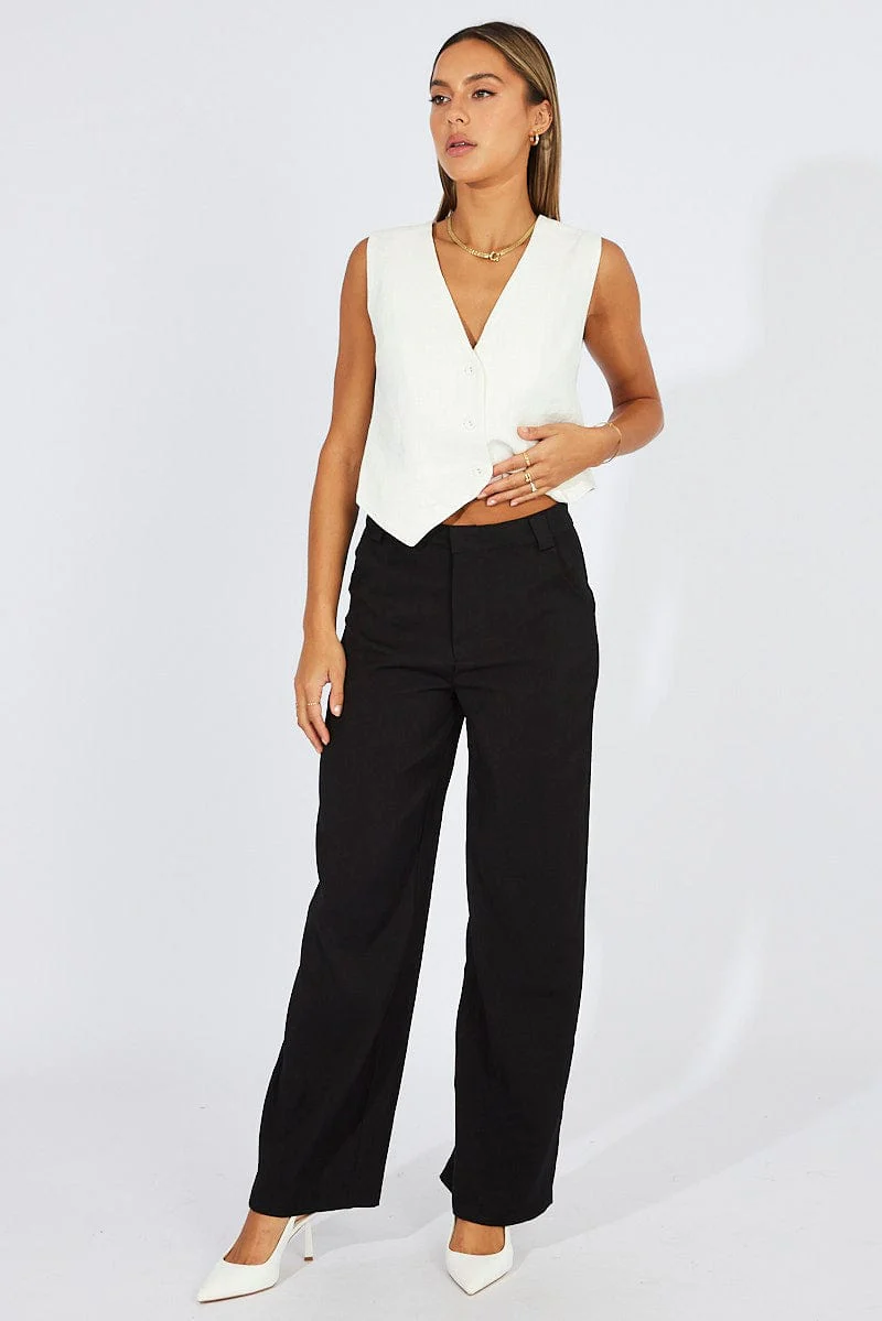 Black Wide Leg Pants High Rise