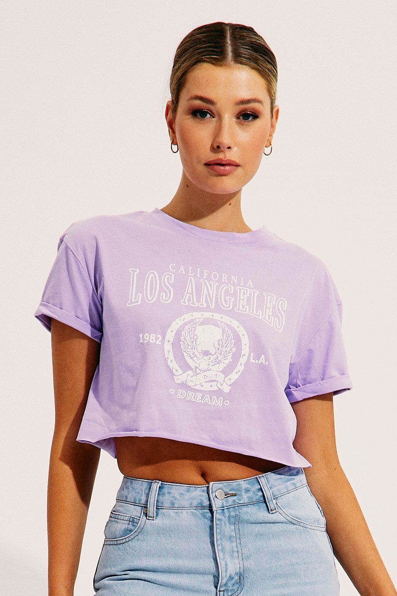 Purple Crop T Shirt