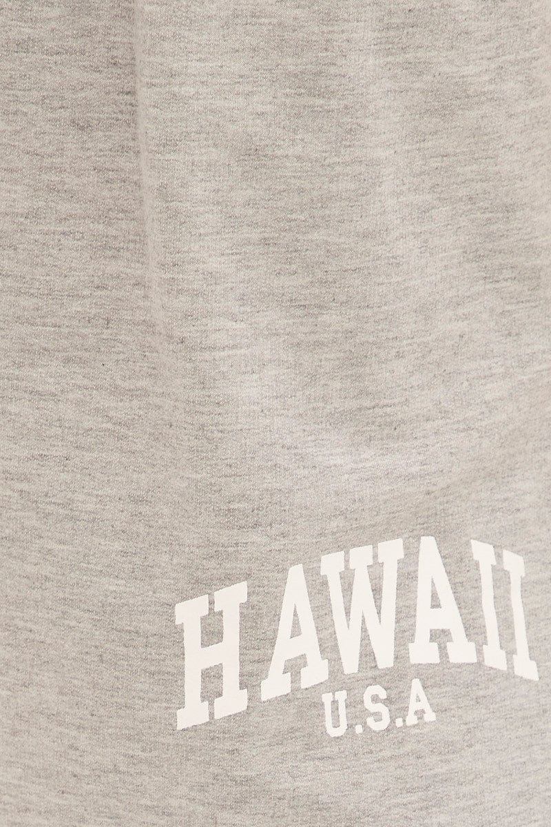 Grey Elastic Waist Biker Track Shorts