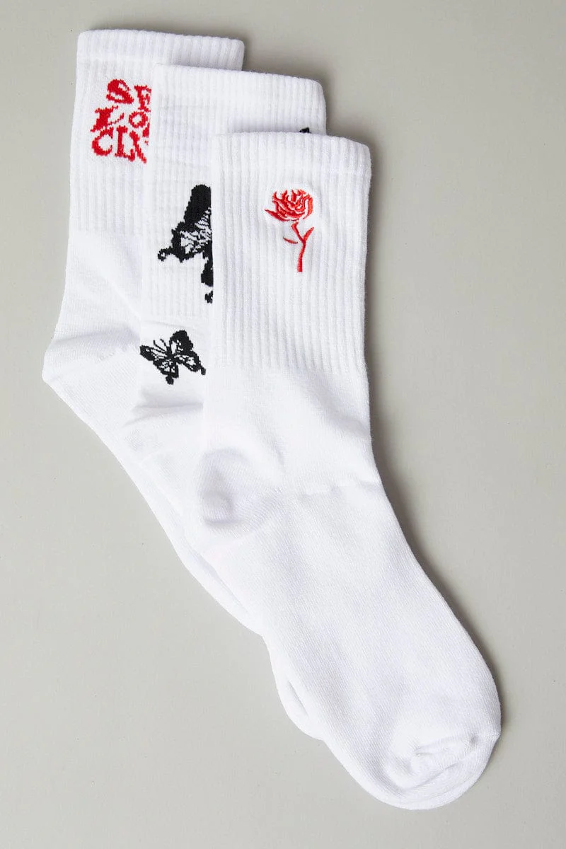 Multi 3 pack Crew Socks