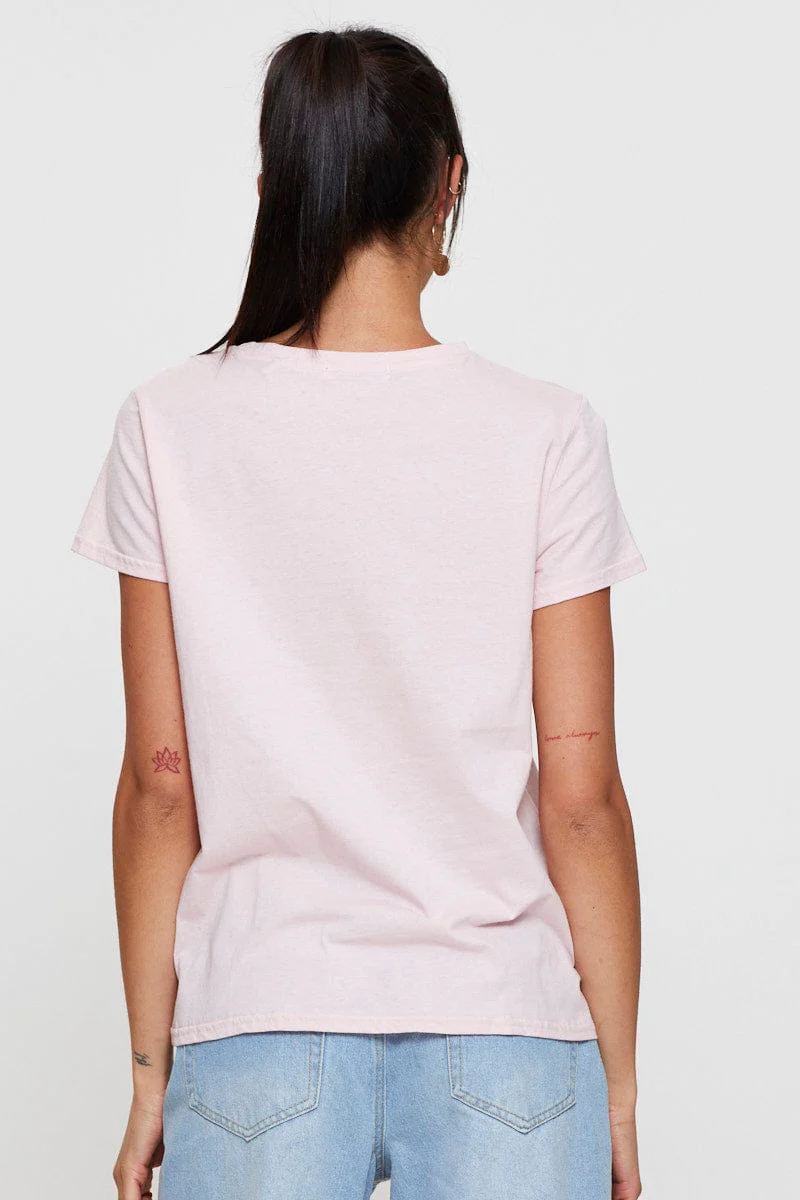Pink Graphic T Shirt Short Sleeve