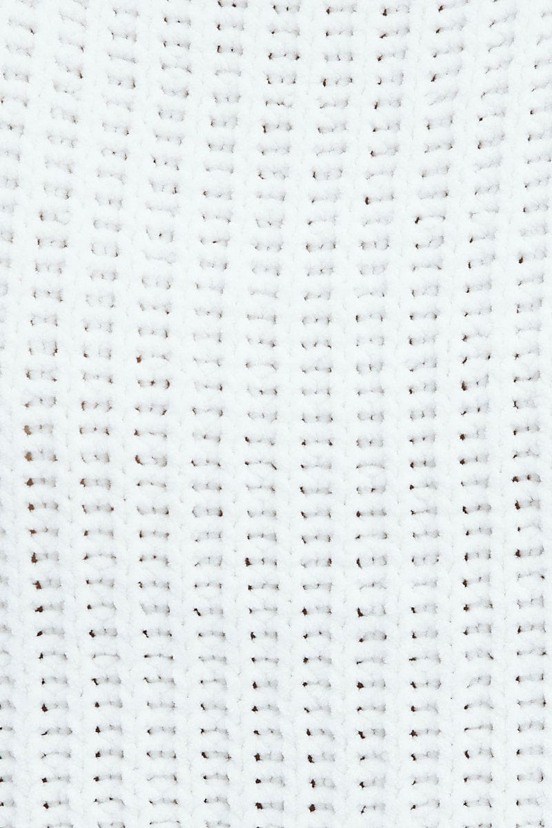 White Knit Jumper Turtle Neck Chenille