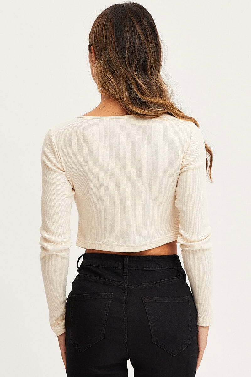White Top Long Sleeve Round Neck