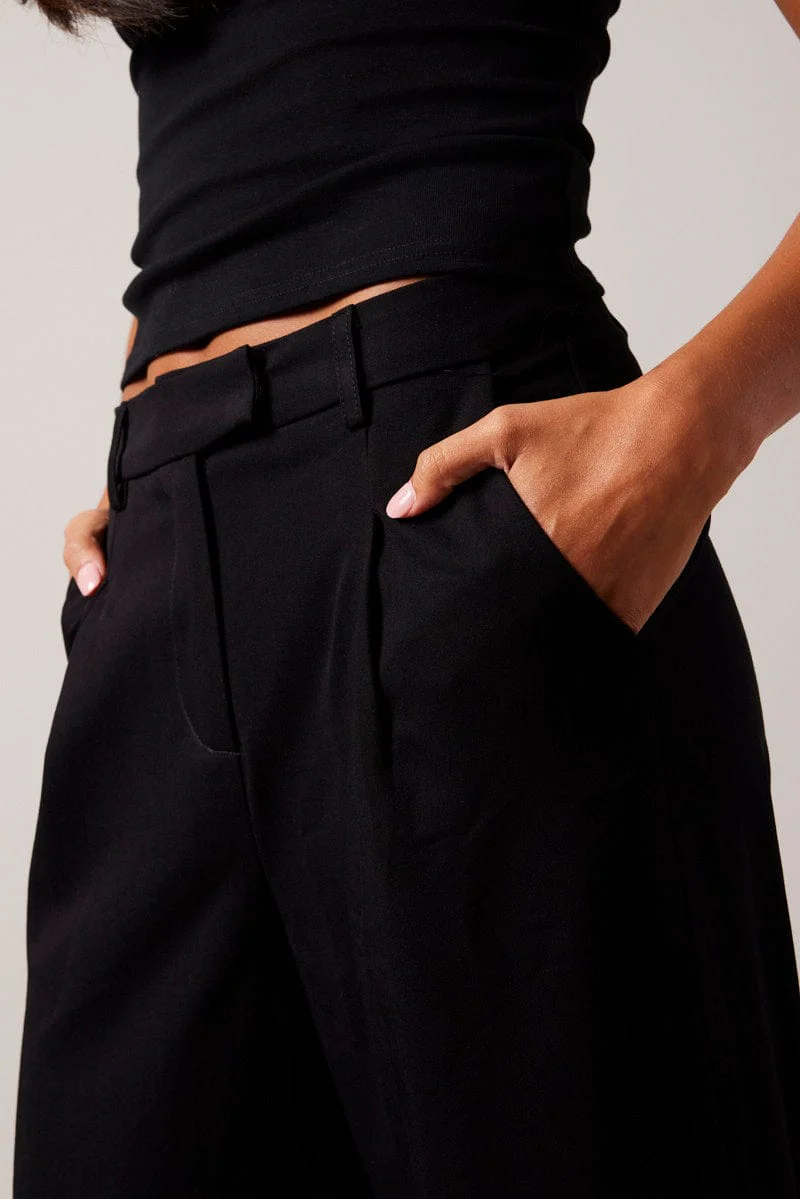 Black Wide Leg Pants High Rise