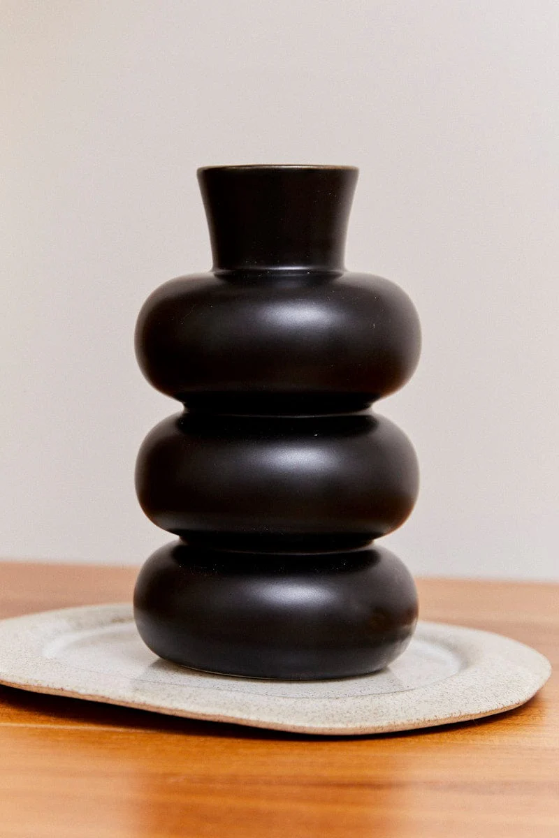 Black Stacked Vase