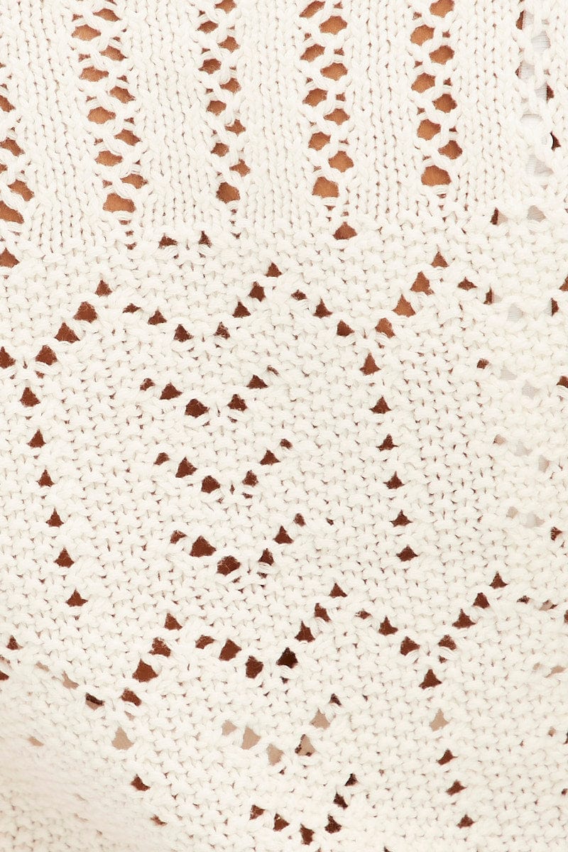 White Knit Cardigan Short Sleeve