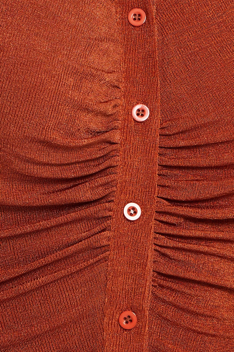 Brown Button Front Top Sleeveless