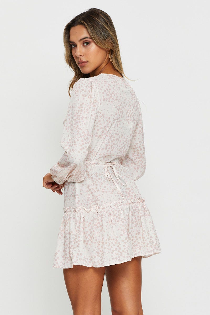 Print Mini Dress Long Sleeve