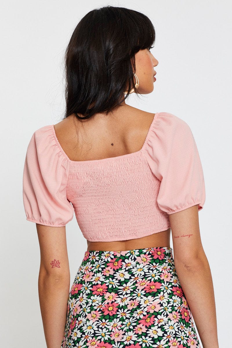 Pink Crop Bolero Short Sleeve