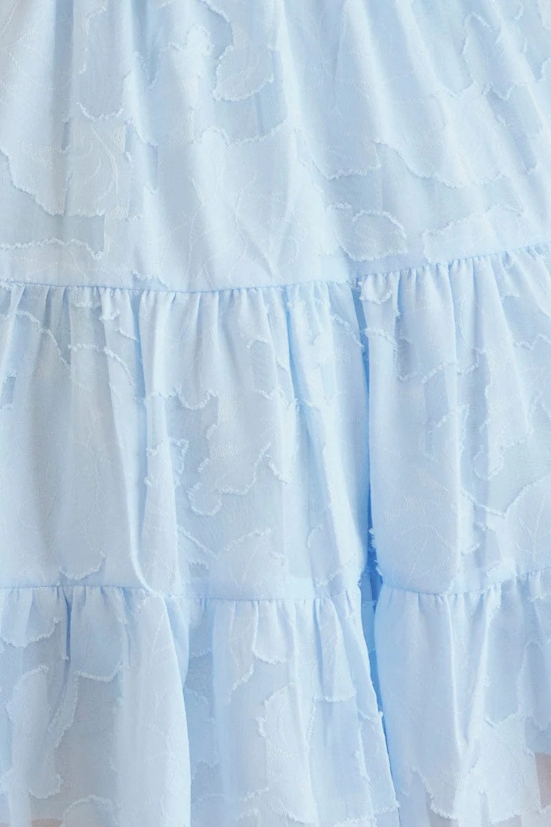 Blue Floral Dress Mini Sleeveless Skater