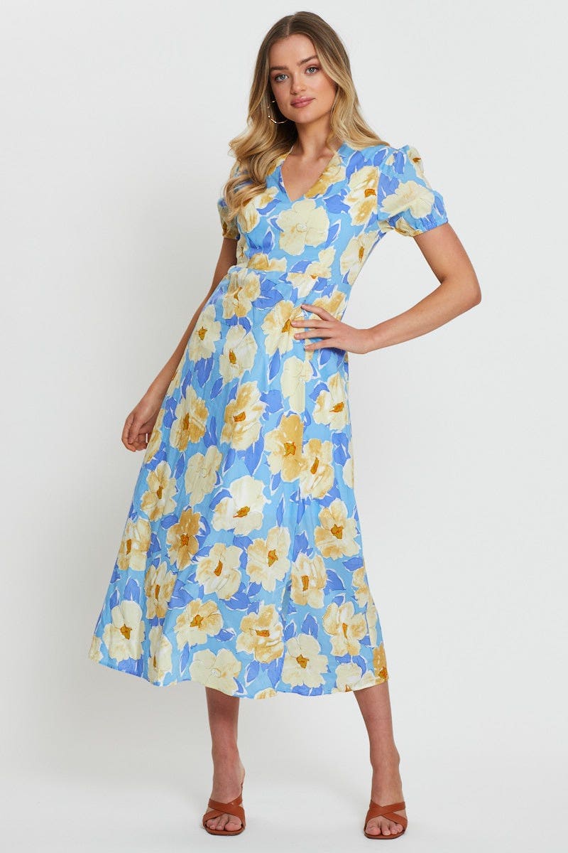 Print A Line Dress Maxi