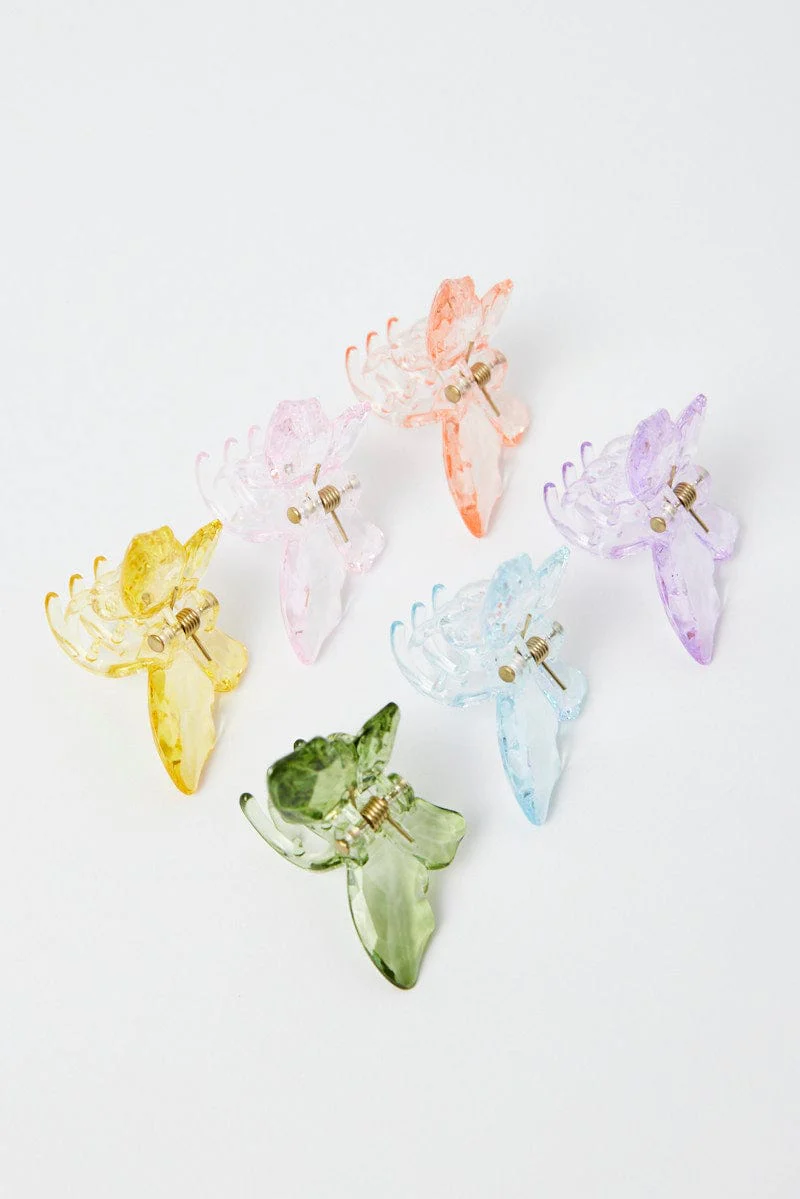 Multi 6 Pack Butterfly Claw Clips