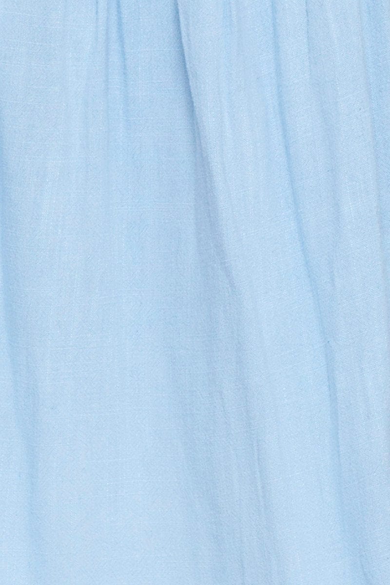 Blue Midi Dress Sleeveless Tie Shoulder