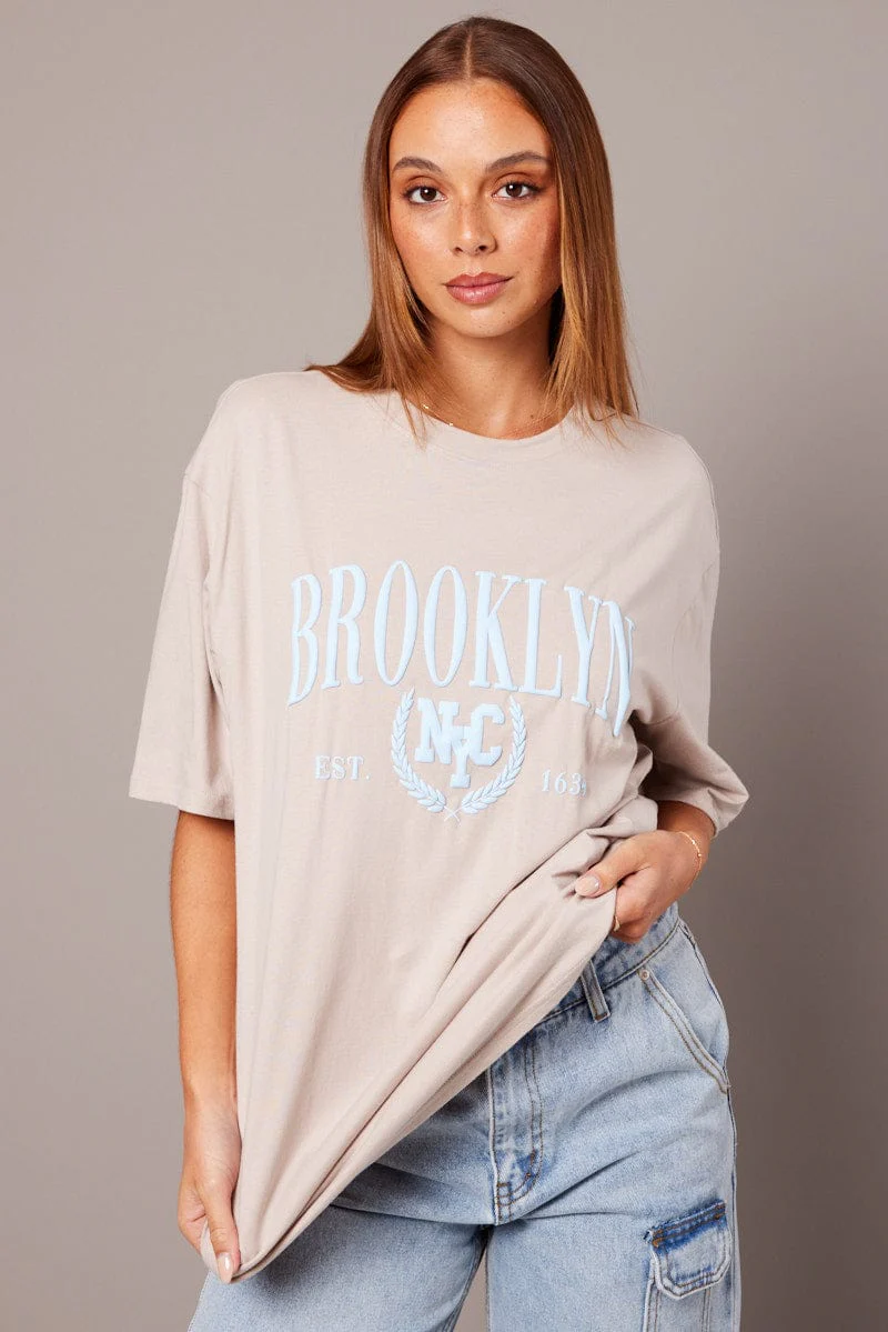 Grey Graphic Tee Short Sleeve