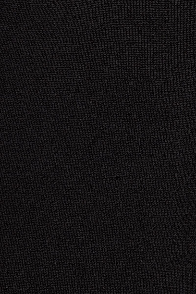 Black Knit Dress Mini Round Neck