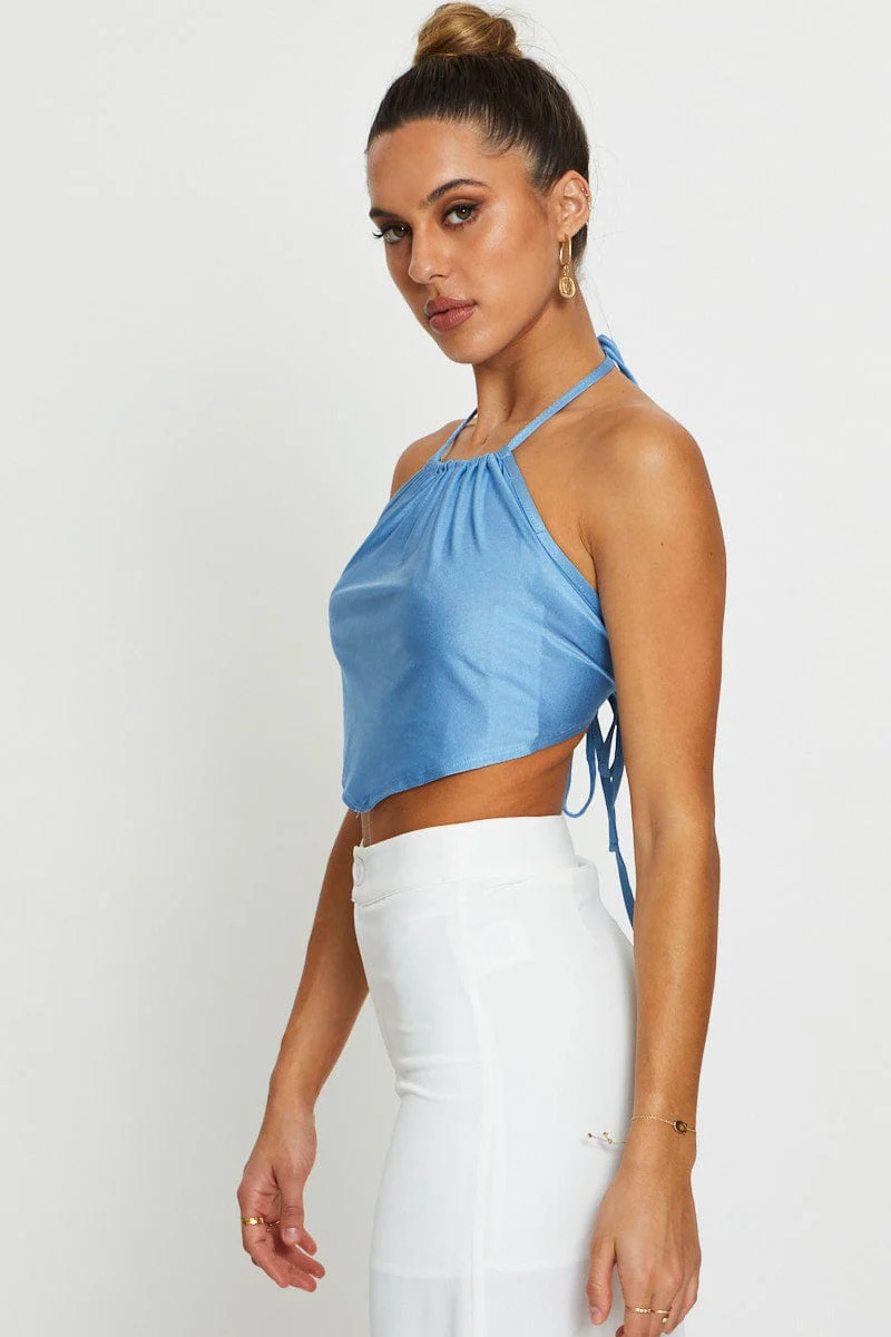 Blue Halter Top