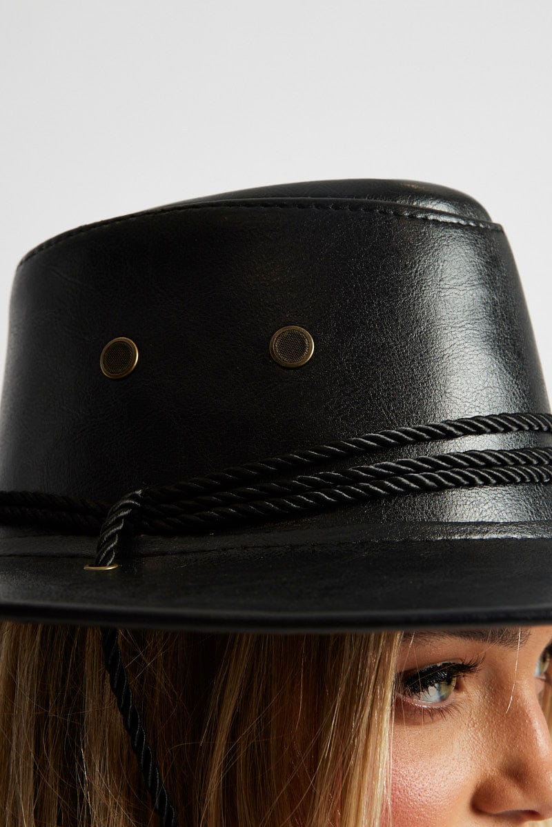 Black PU Cowboy Hat
