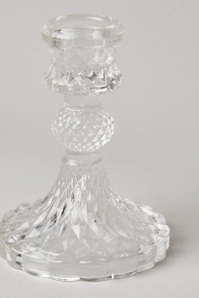 Clear Ornate Candle Stick Holder