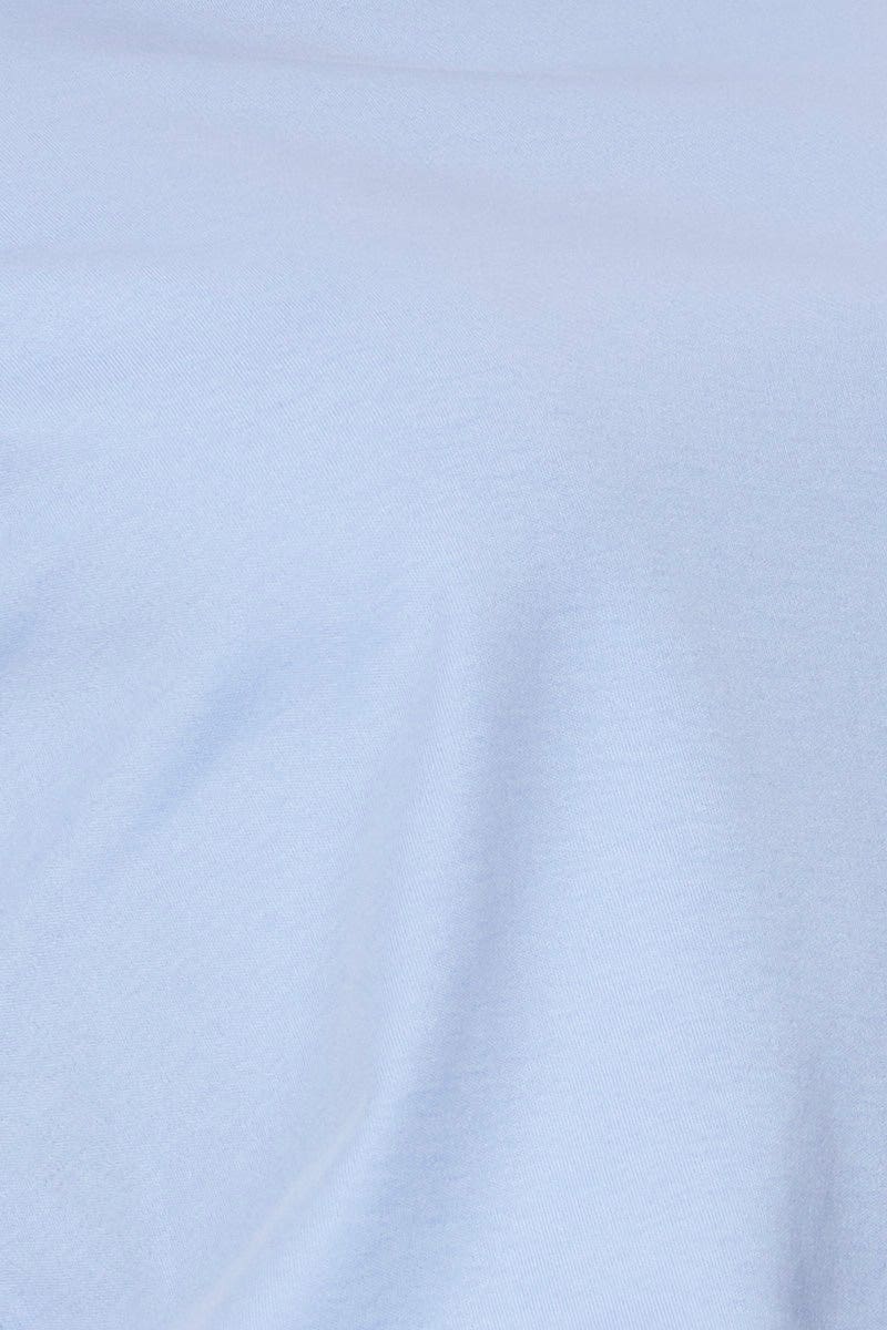 Blue T Shirt Short Sleeve Crop Crew Neck Cotton