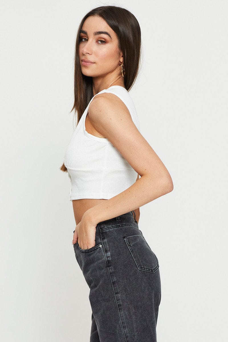 White Crop Top Sleeveless