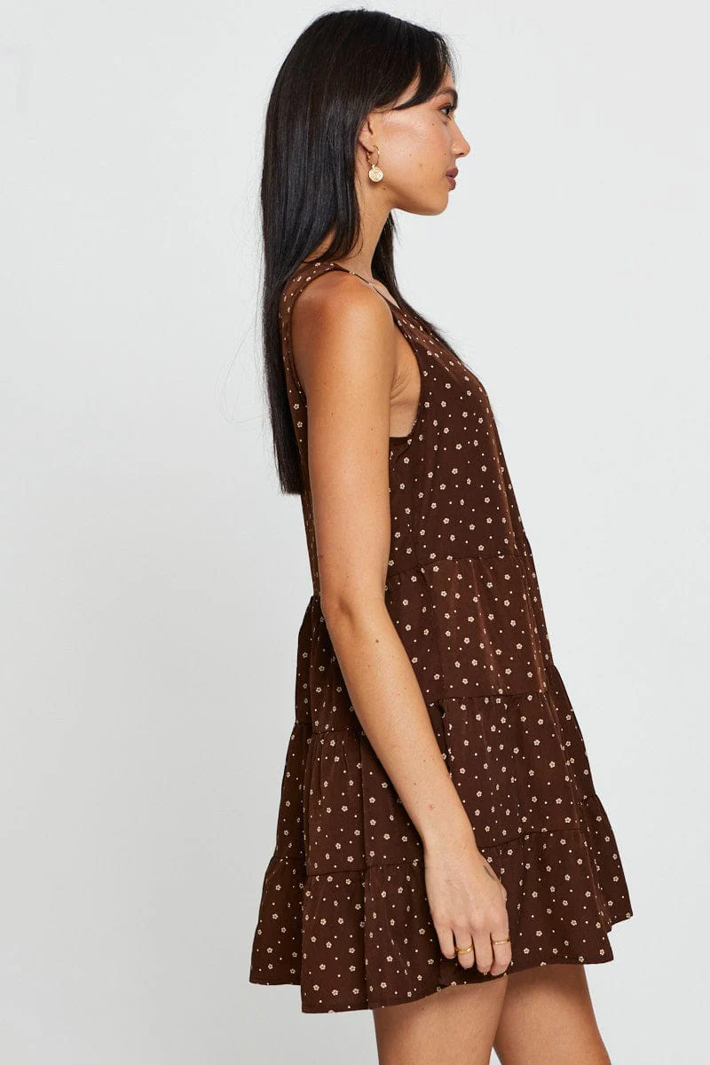 Print A Line Dress Mini