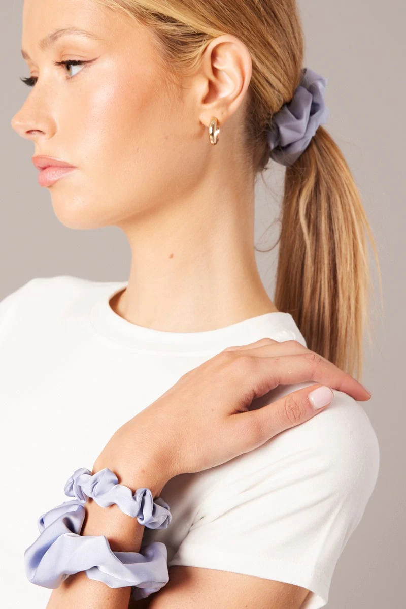 Blue 3 Pack Mixed Size Scrunchies