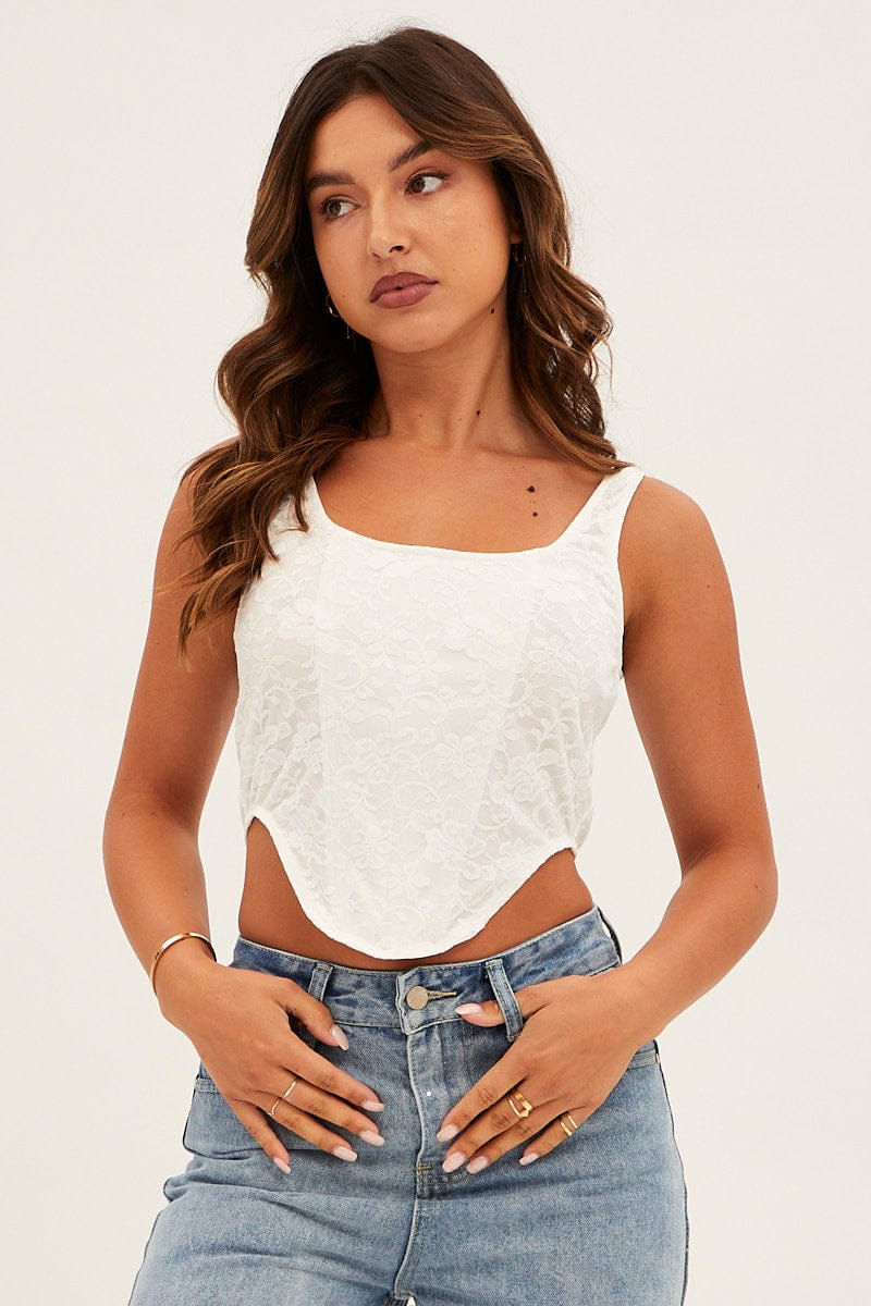 White Lace Corset Sleeveless