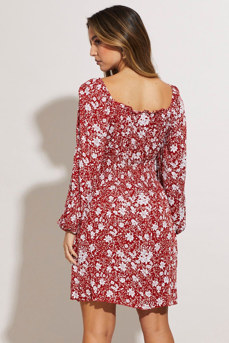 Print Mini Dress Long Sleeve