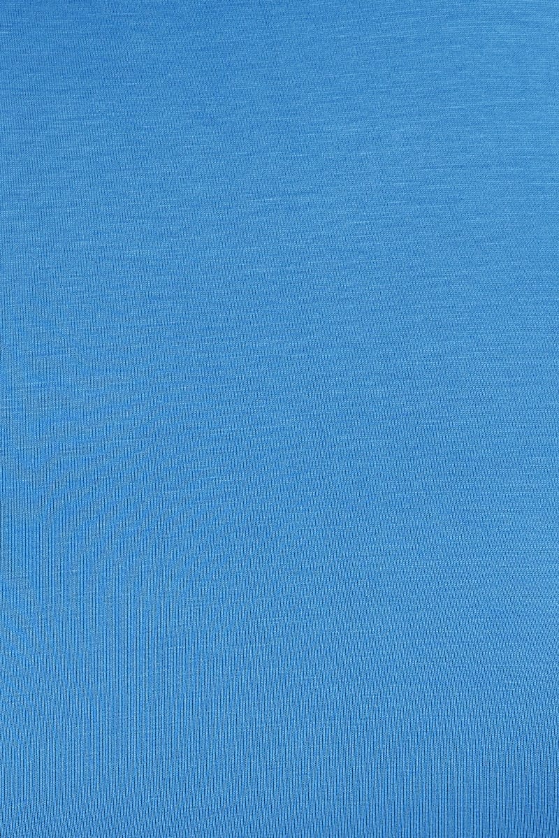 Blue Top Long Sleeve Mock Neck Cold Shoulder Jersey