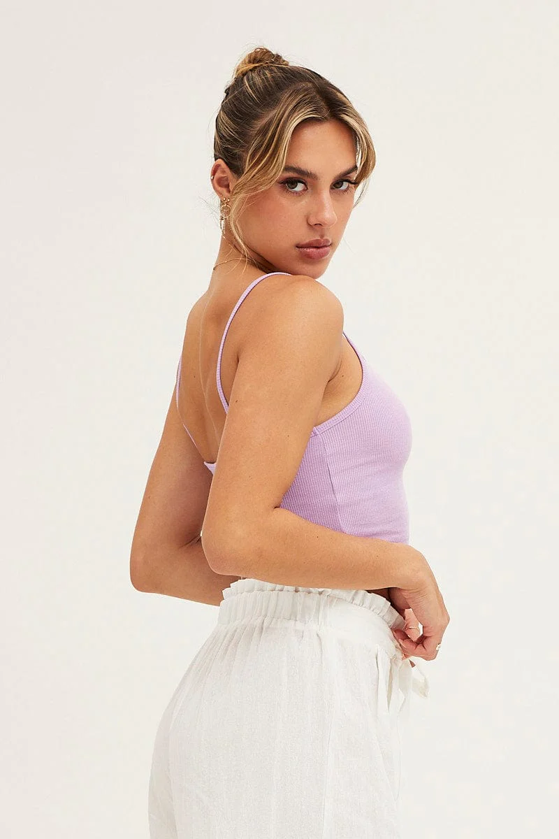 Purple Crop Singlet Top