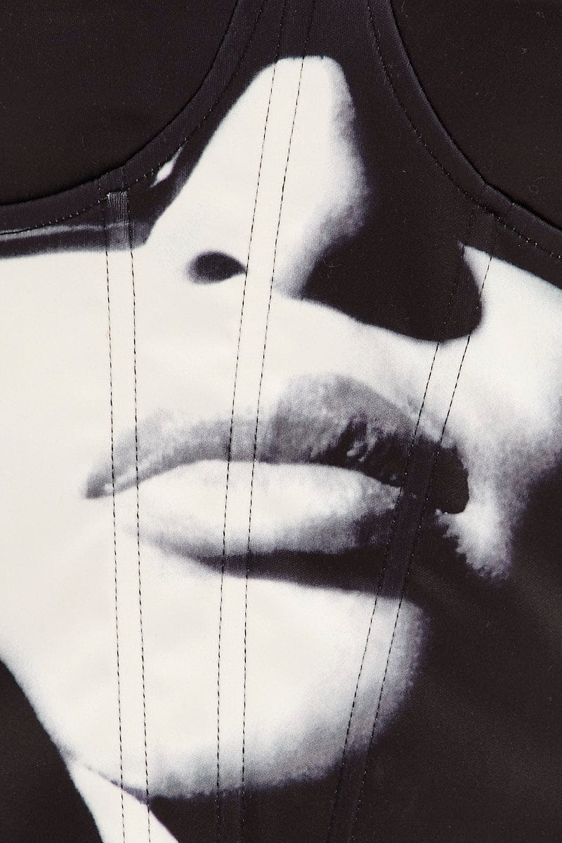 Black Graphic Corset Top Sweetheart