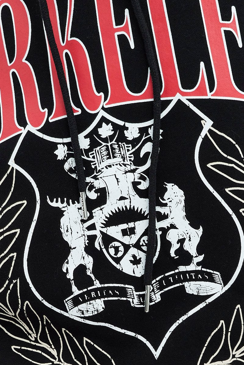 Black Graphic Sweater Hoodie Long Sleeve