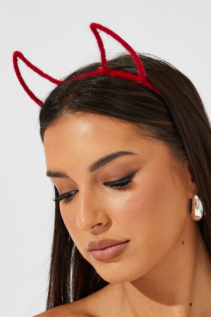 Red Halloween Devil Ears Headband