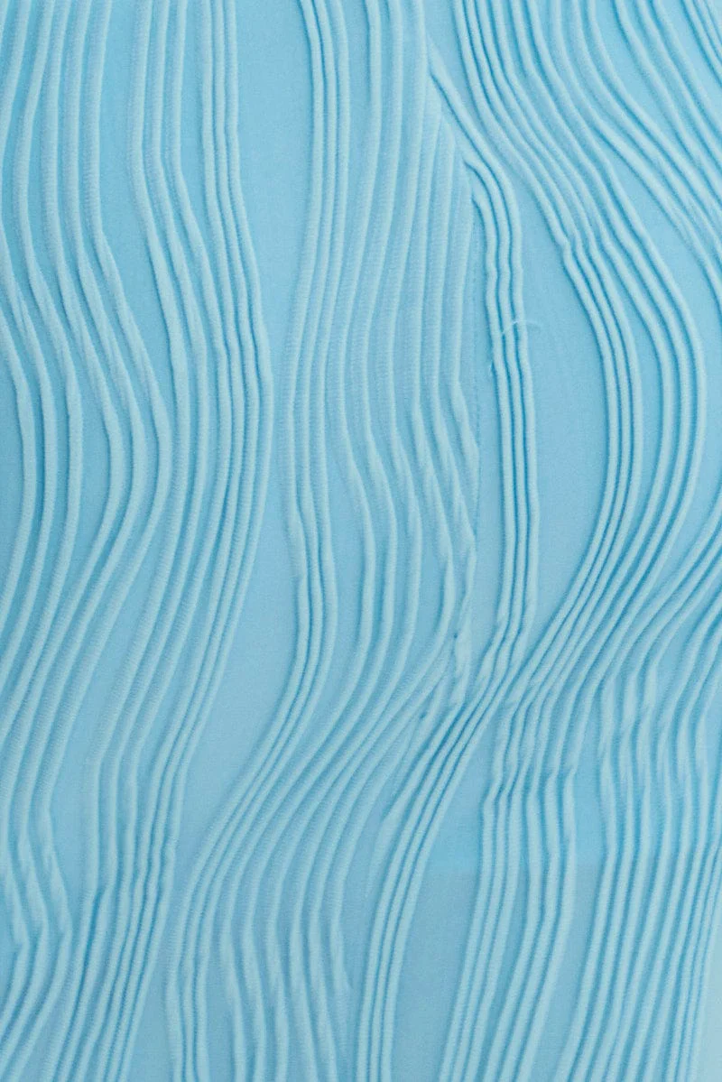 Blue Maxi Dress High Neck Sleeveless