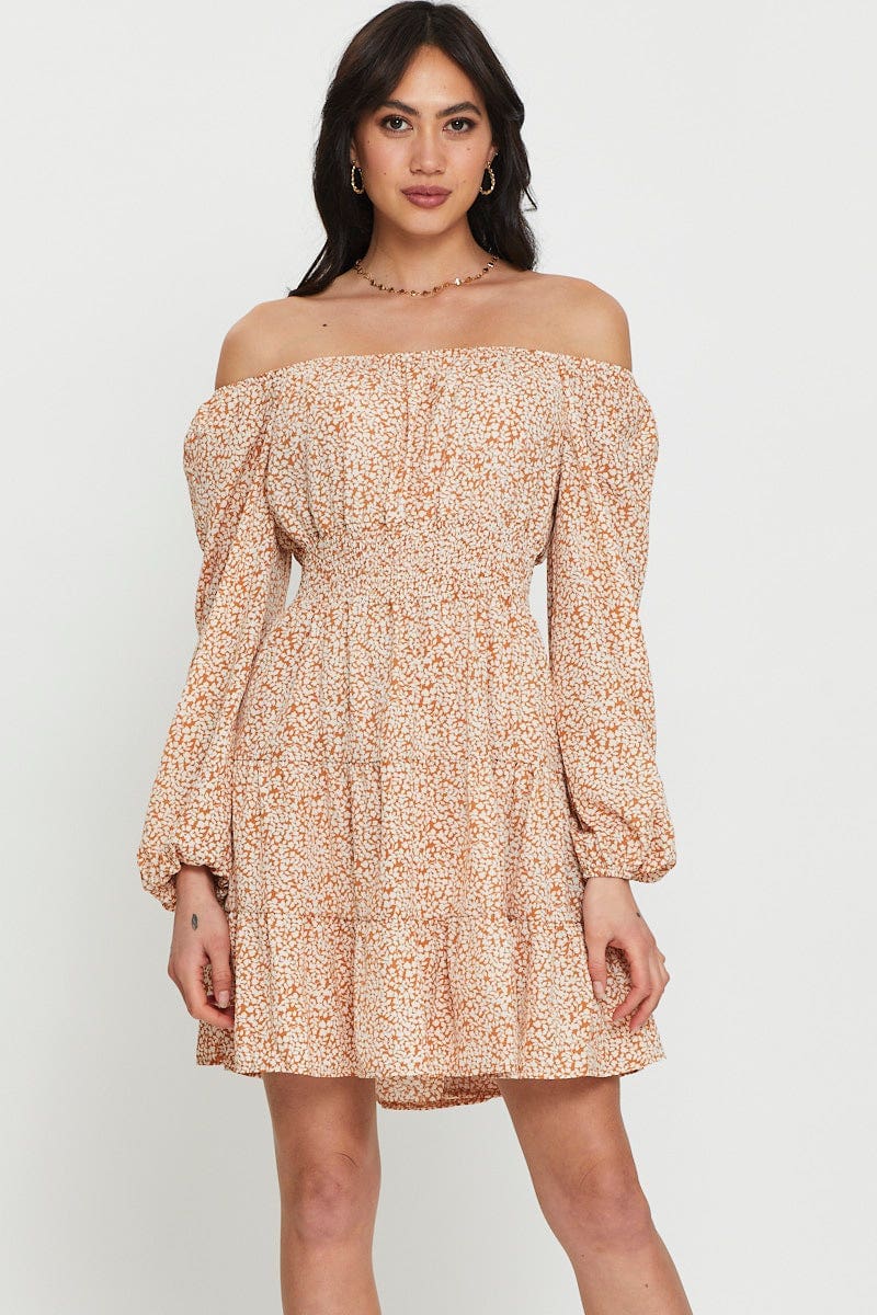 Print Mini Dress Long Sleeve