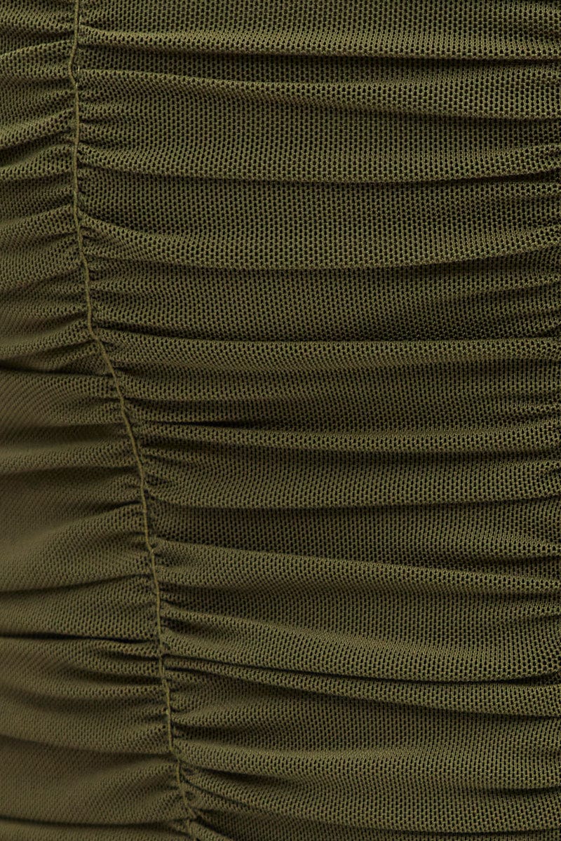 Green Lace Up Top Sleeveless Mesh