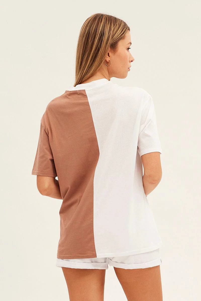 Multi Colour Graphic T-Shirt Collegiate Mash Up Short Sleeve